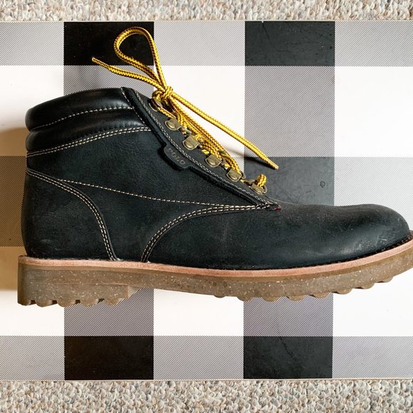 Men's Polo Ralph Lauren Black Leather Boots with Flannel Lining - Picture 3 of 5